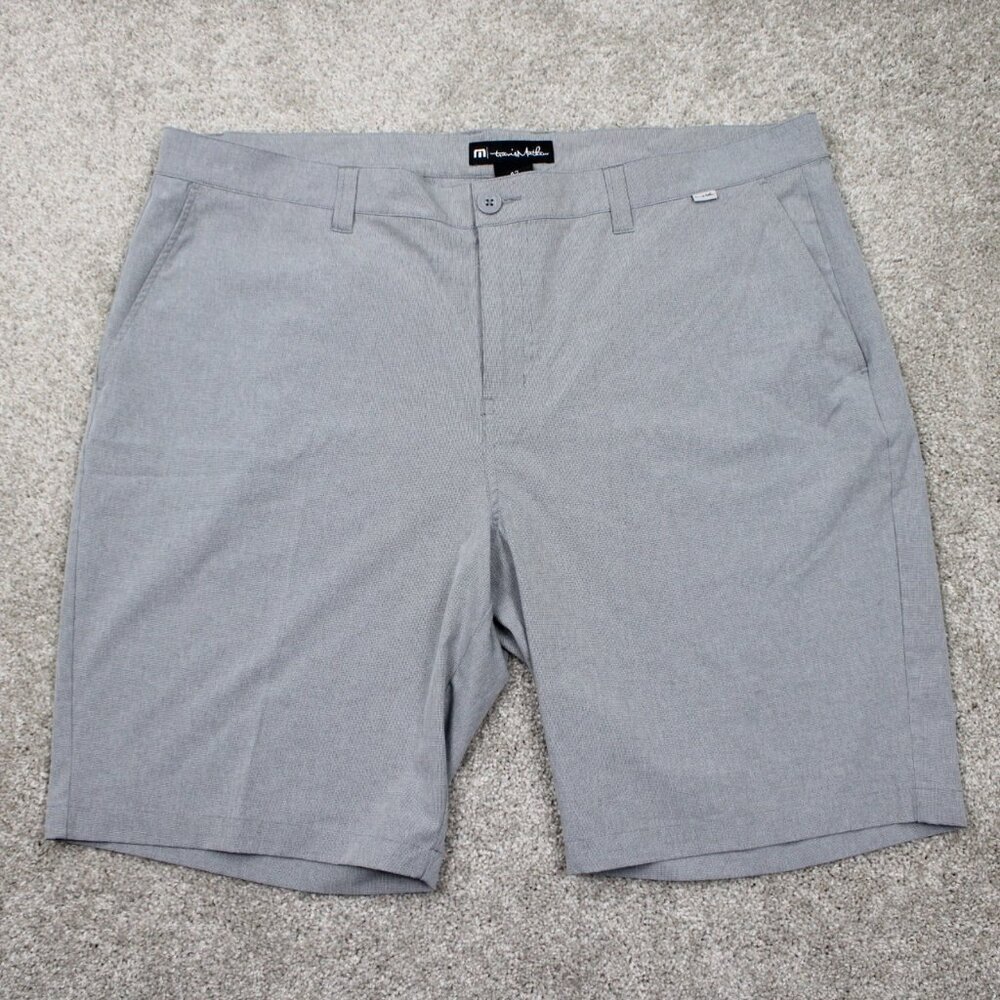 Travis Mathew Beck Shorts Mens 42 Gray Golf Polyester Cotton Stretch 10" inseam